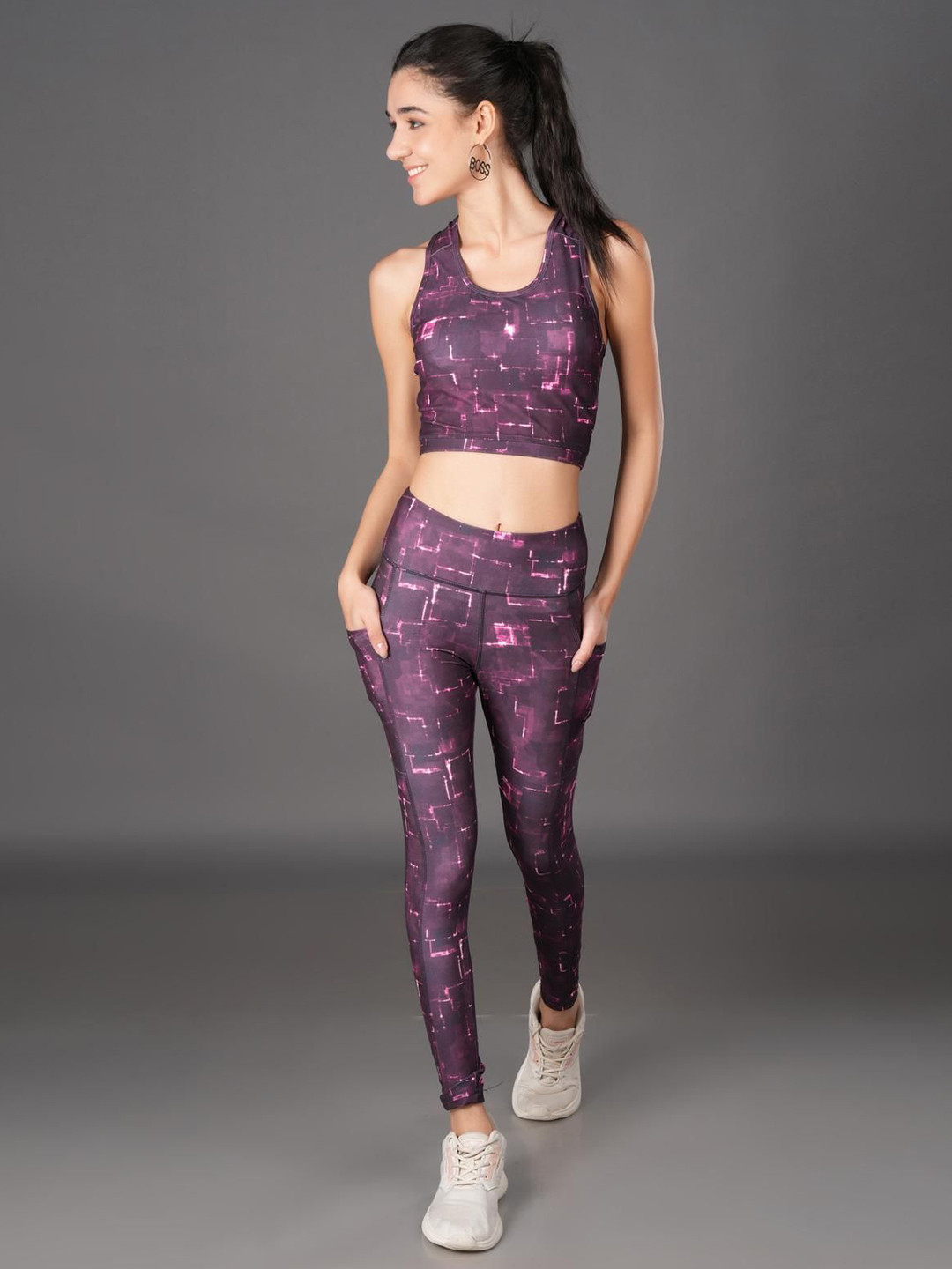 The Dance Bible Printed Scoop Neck Sports Top With Tights Co-Ords
