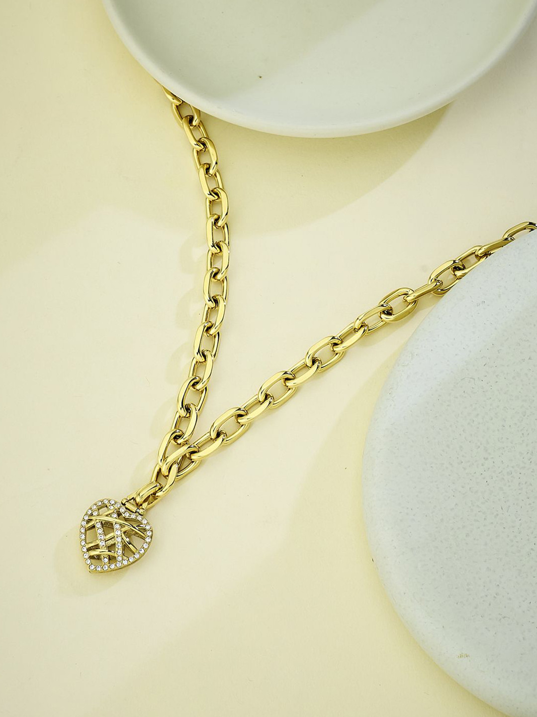 Women Heart Cage Gold-Plated Stainless Steel Necklace