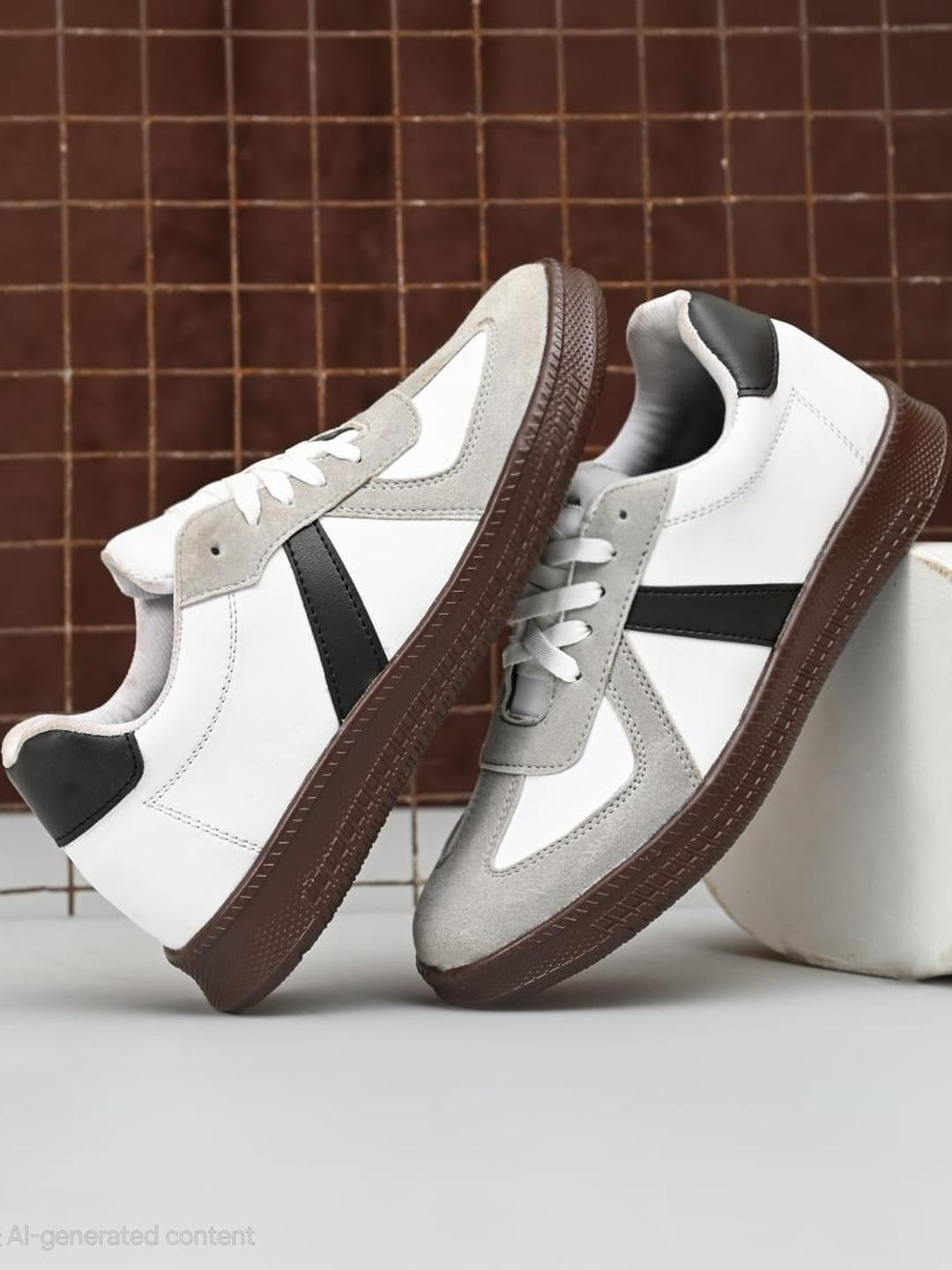 blue pop White Synthetic Leather Casual Shoes