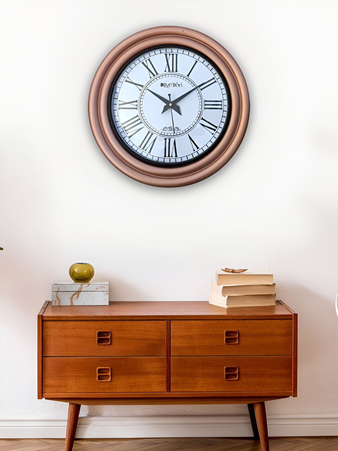 OLIVE TREE Rose & White Printed Wall Clock