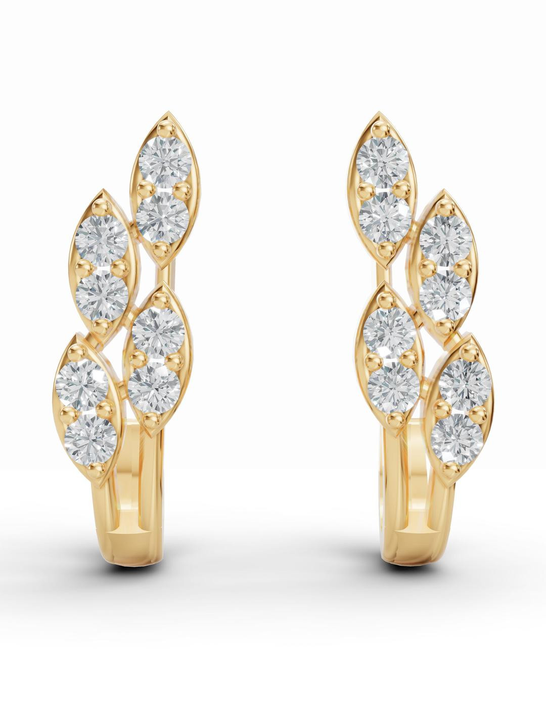 Wondr Diamonds 14 KT Delicate Leaf Diamond Stud Earrings