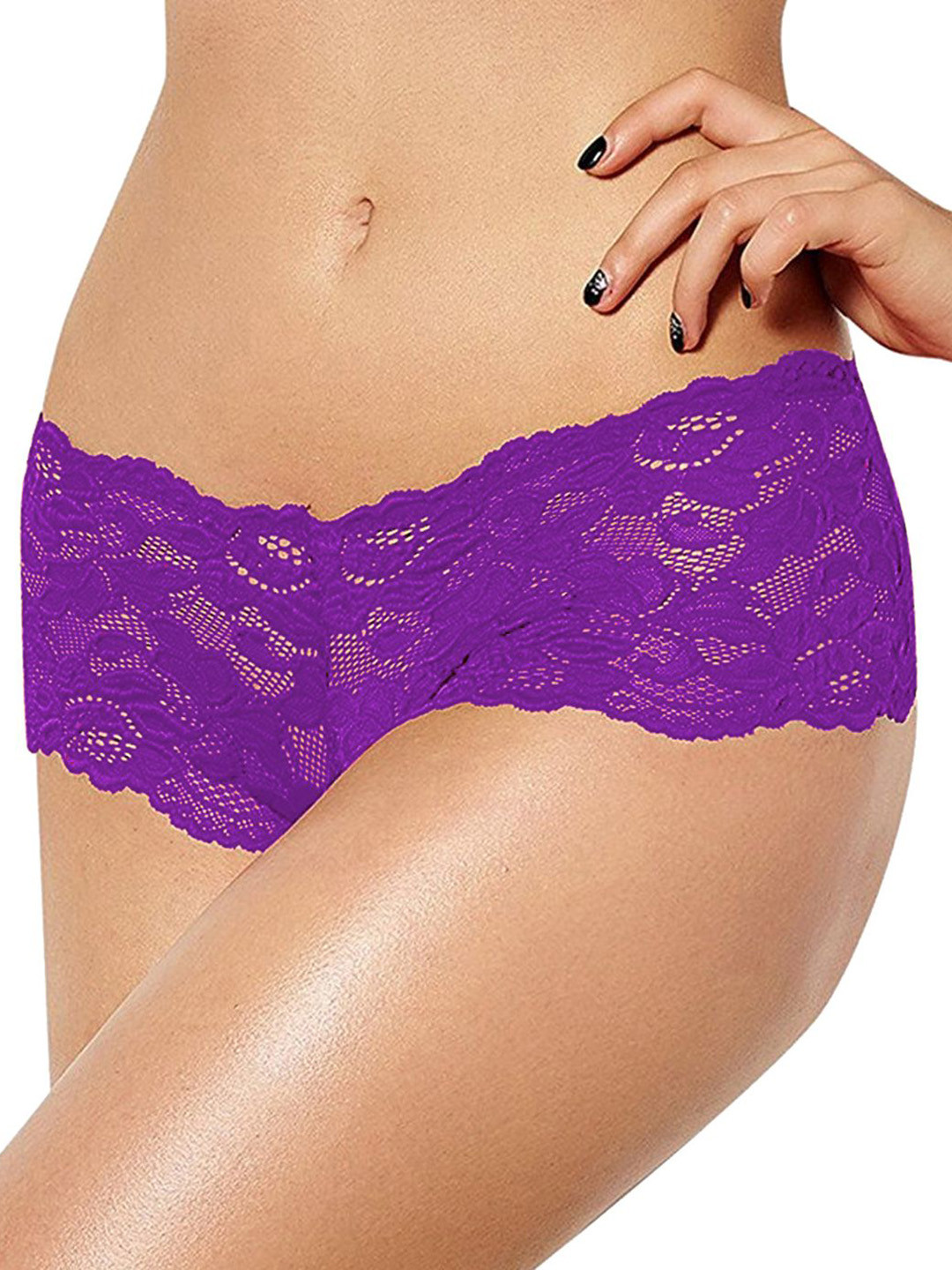 Xs and Os Self Design Lace Hipster Briefs PAN_LACE_X001_PURPLE_SMALL_G