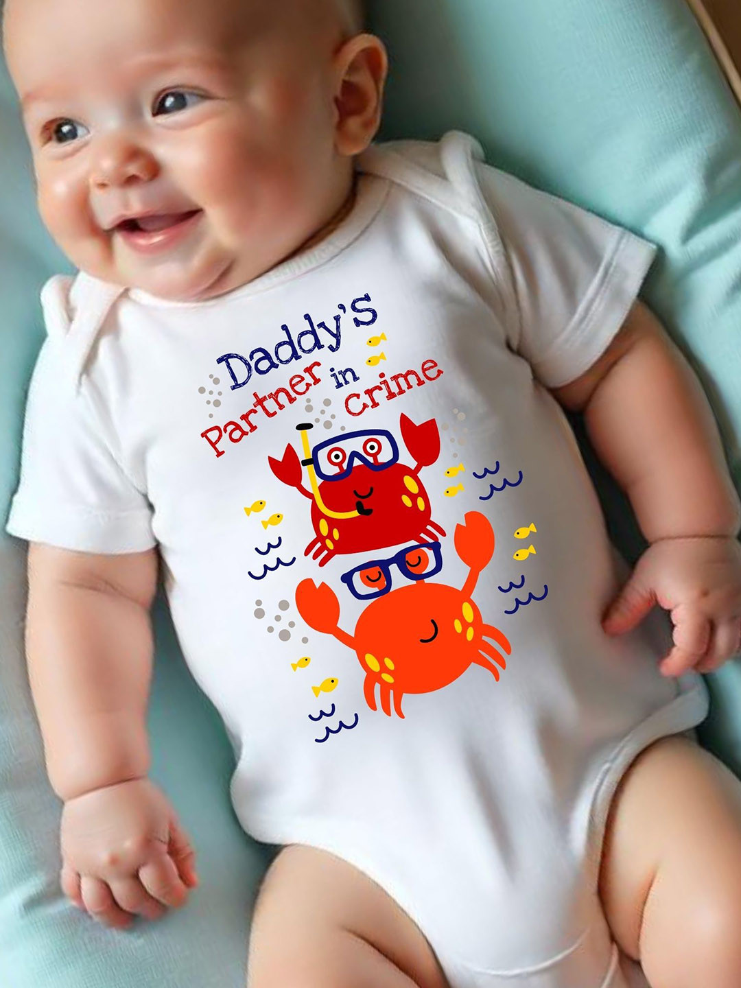 YK Infants Daddy's Partner In Crime Printed Cotton Bodysuit