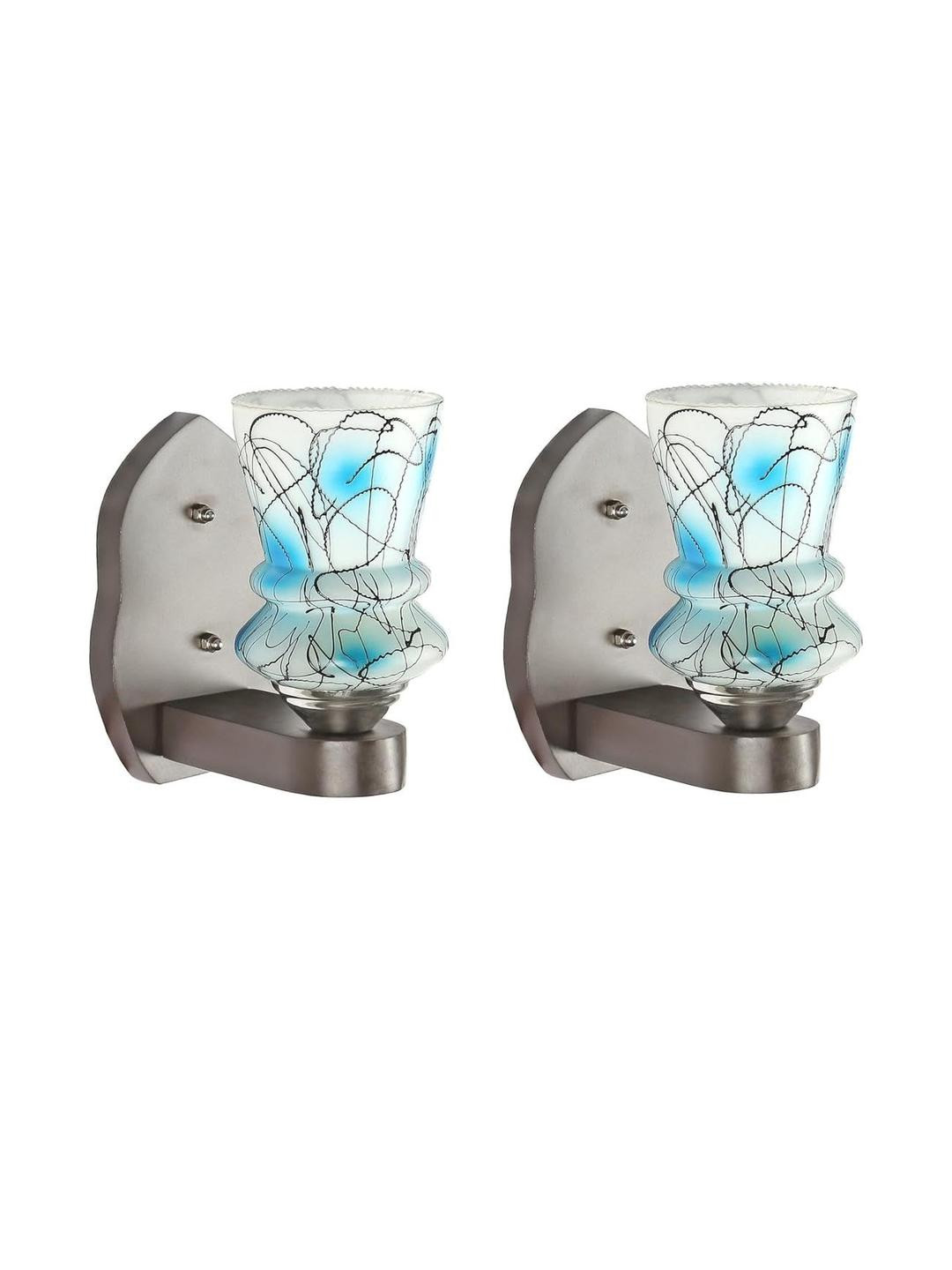 Somil Premium Designer Glass Wall / Night Lamp  Elegant & Stylish Dcor Accent for Modern Interiors, color- Blue, Size:- 17 X 17 X 12 CM