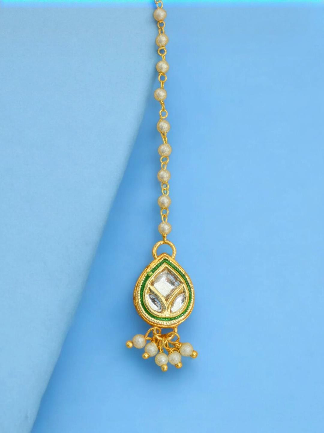 KYOOT JEWELS Gold-Plated Pearls Maang Tikka