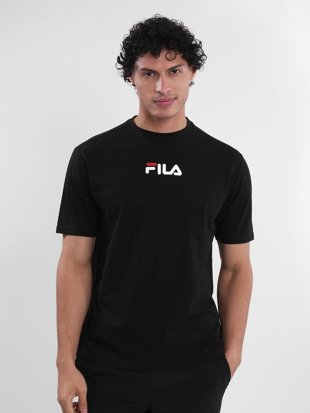 FILA Men Brand Logo Printed Round Neck Cotton T-shirt