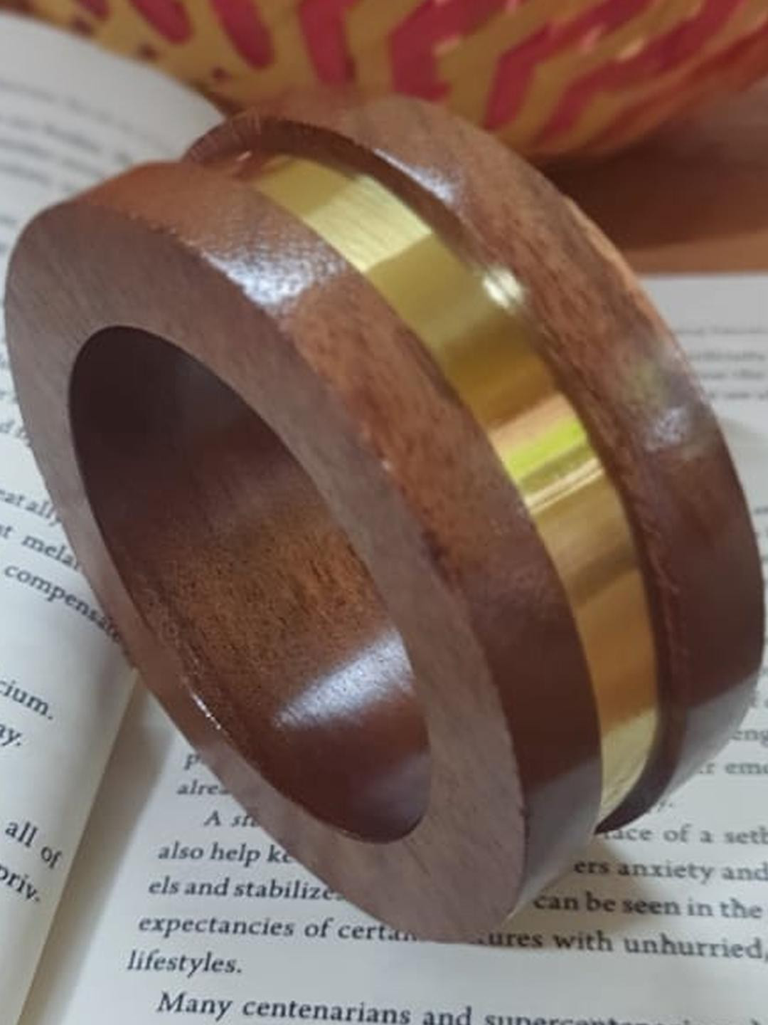 Hitarh Elegant Sheesham 1 Wood Bangles with Brass Charms
