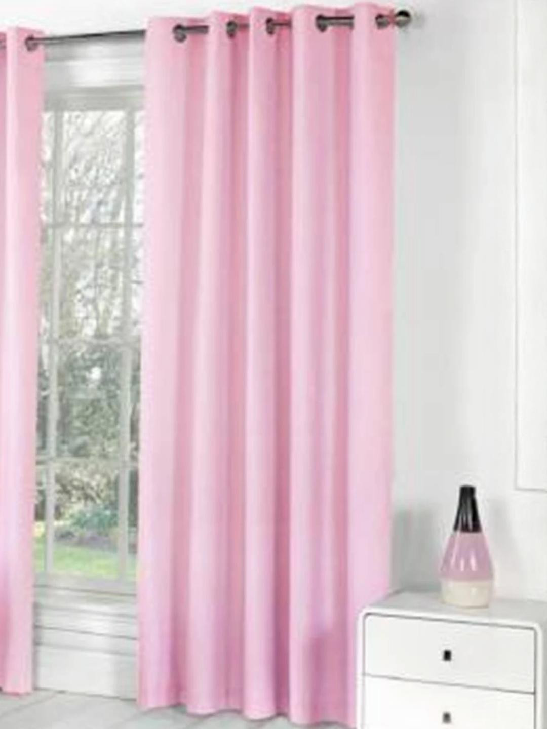 270 cm (9 ft) Polyester Semi Transparent Long Door Curtain (Pack Of 2) (Plain, babypink)