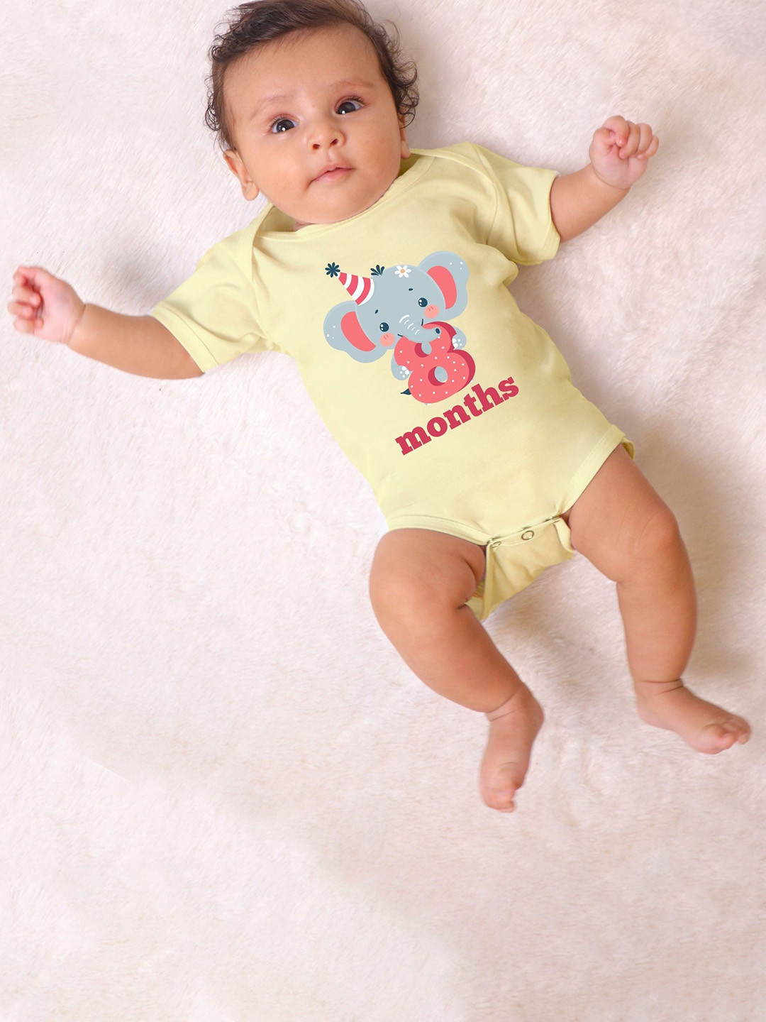 YK Infants Eight Month Elephant Printed Cotton Bodysuit