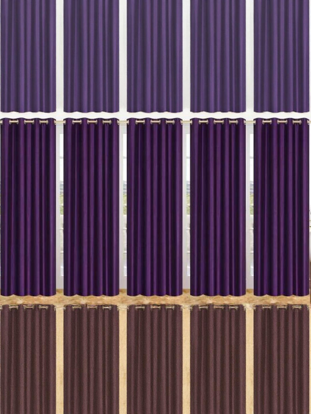 213 cm (7 ft) Polyester Semi Transparent Door Curtain (Pack Of 5) (Plain, Purple)
