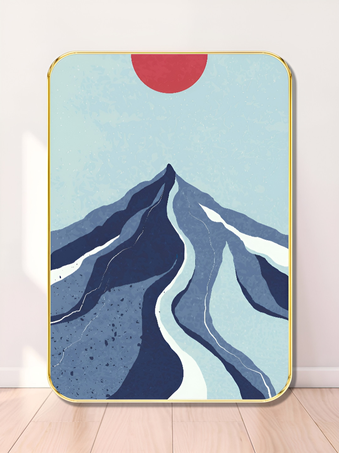 Livin'luxe Blue & Orange Colored Mountain Printed Wall Art