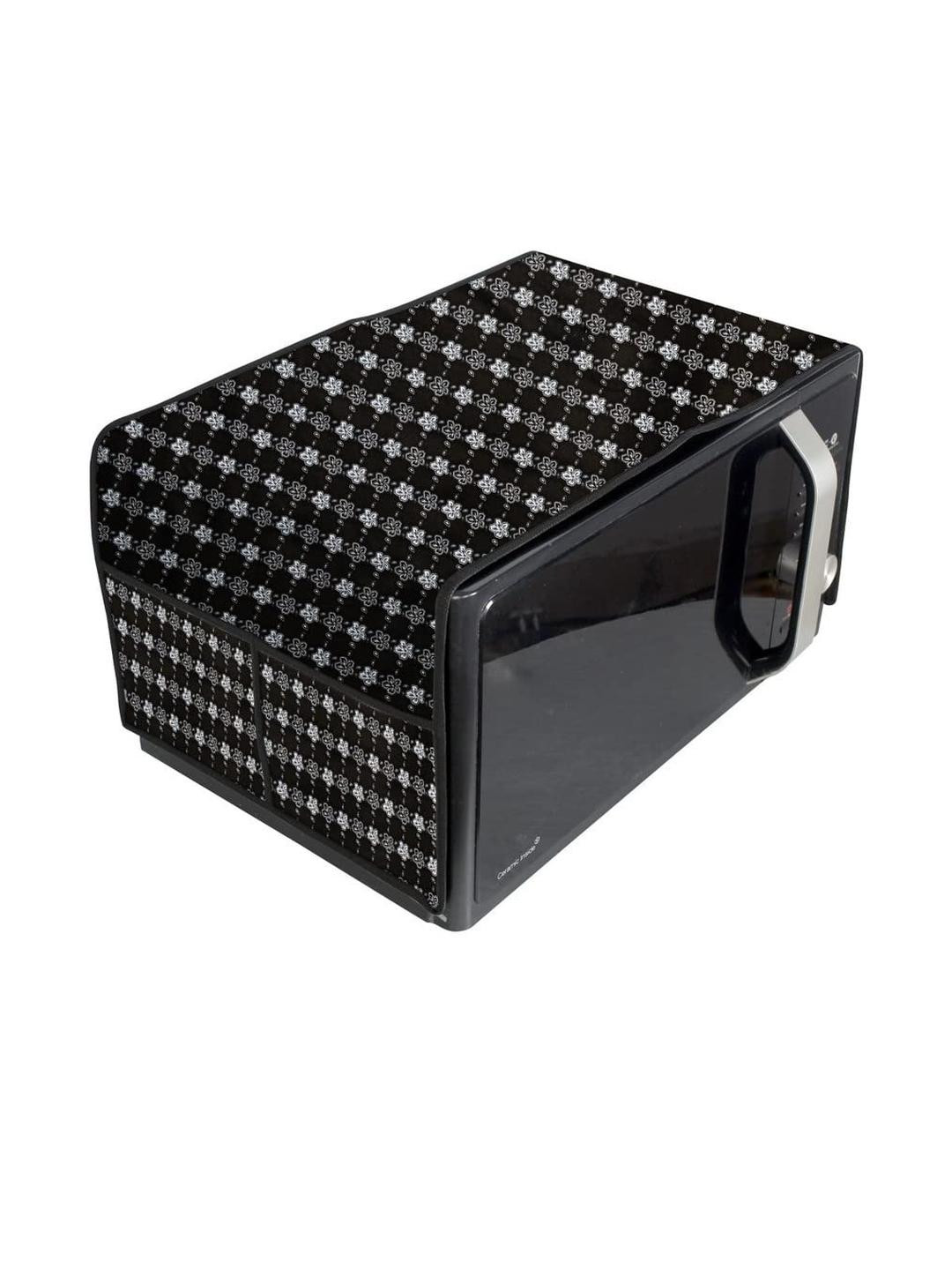 The Furnishing Tree Waterproof and Dustproof PVC Microwave Oven Top Cover with 4 Utility Pockets, F