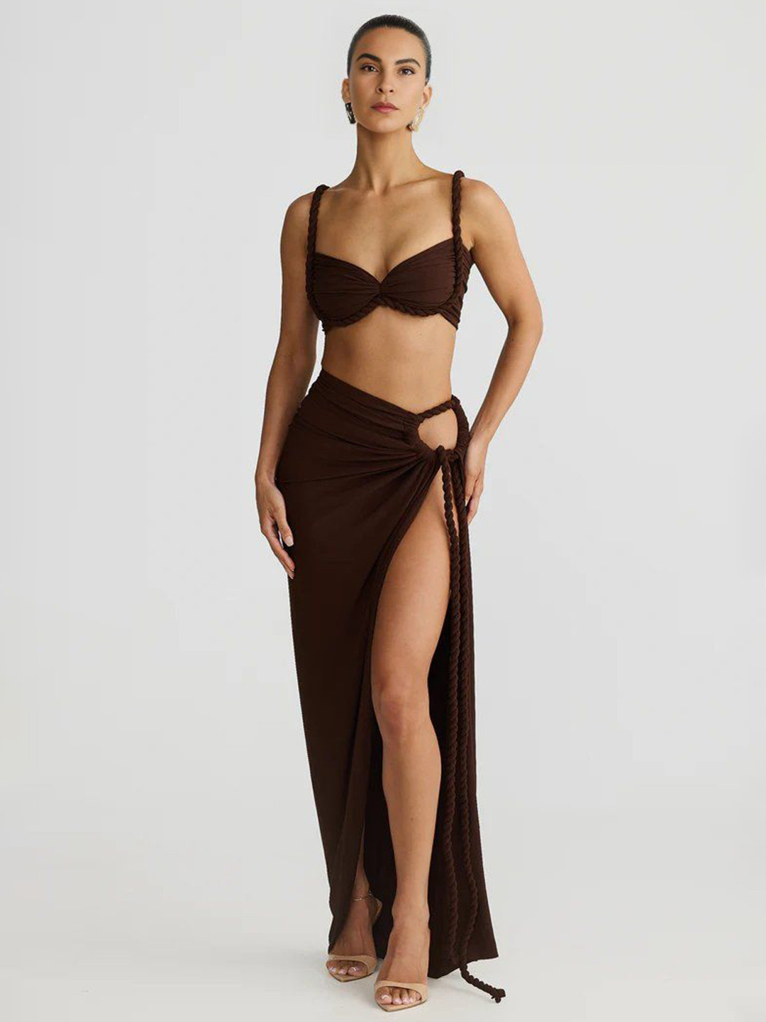 Bee Boe Rope Detail Brown Bralette Top