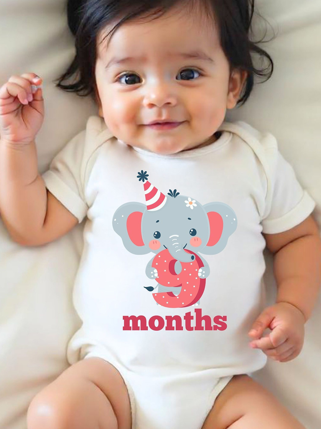 YK Infants Nine Month Elephant Printed Cotton Bodysuit