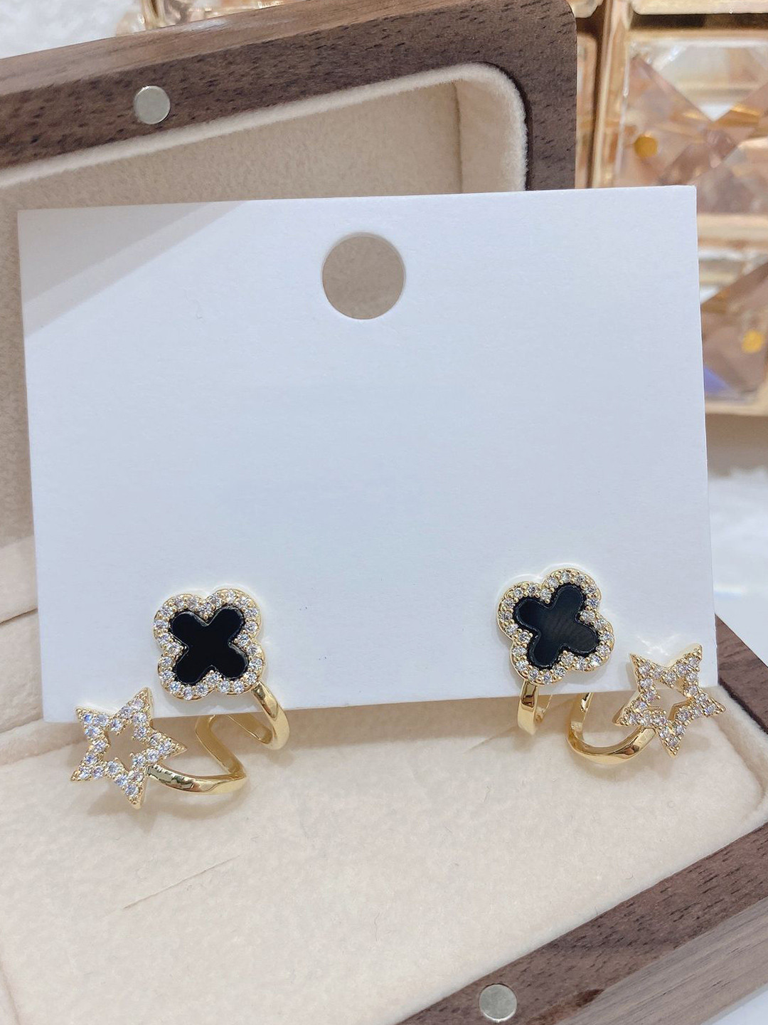 Shining Diva Fashion Gold Plated Artificial Stones Studded Star Shaped Studs