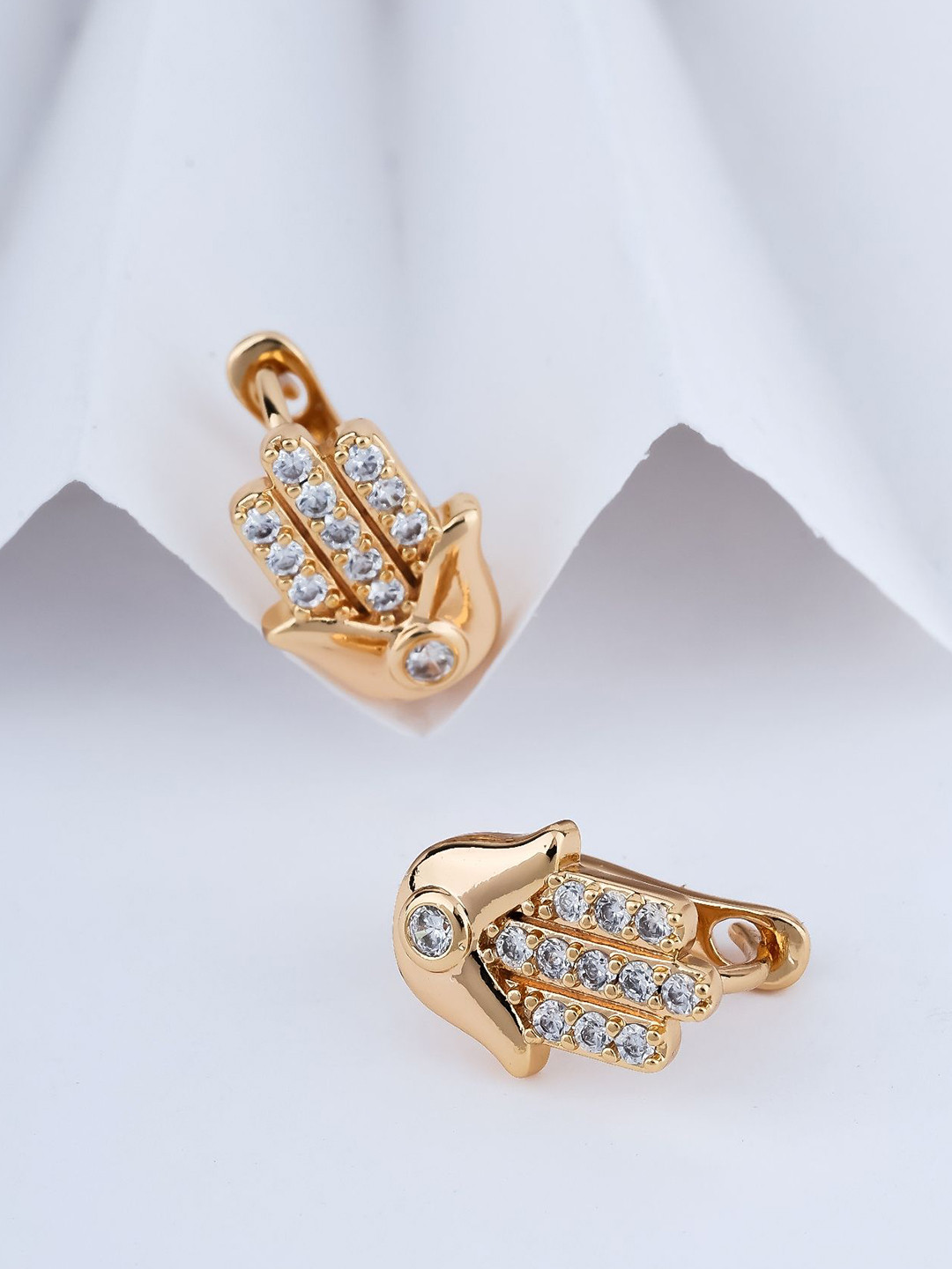 DIMIKI Korean Rose Gold-Plated American Diamond Studded Anti Tarnish Hoop Earrings