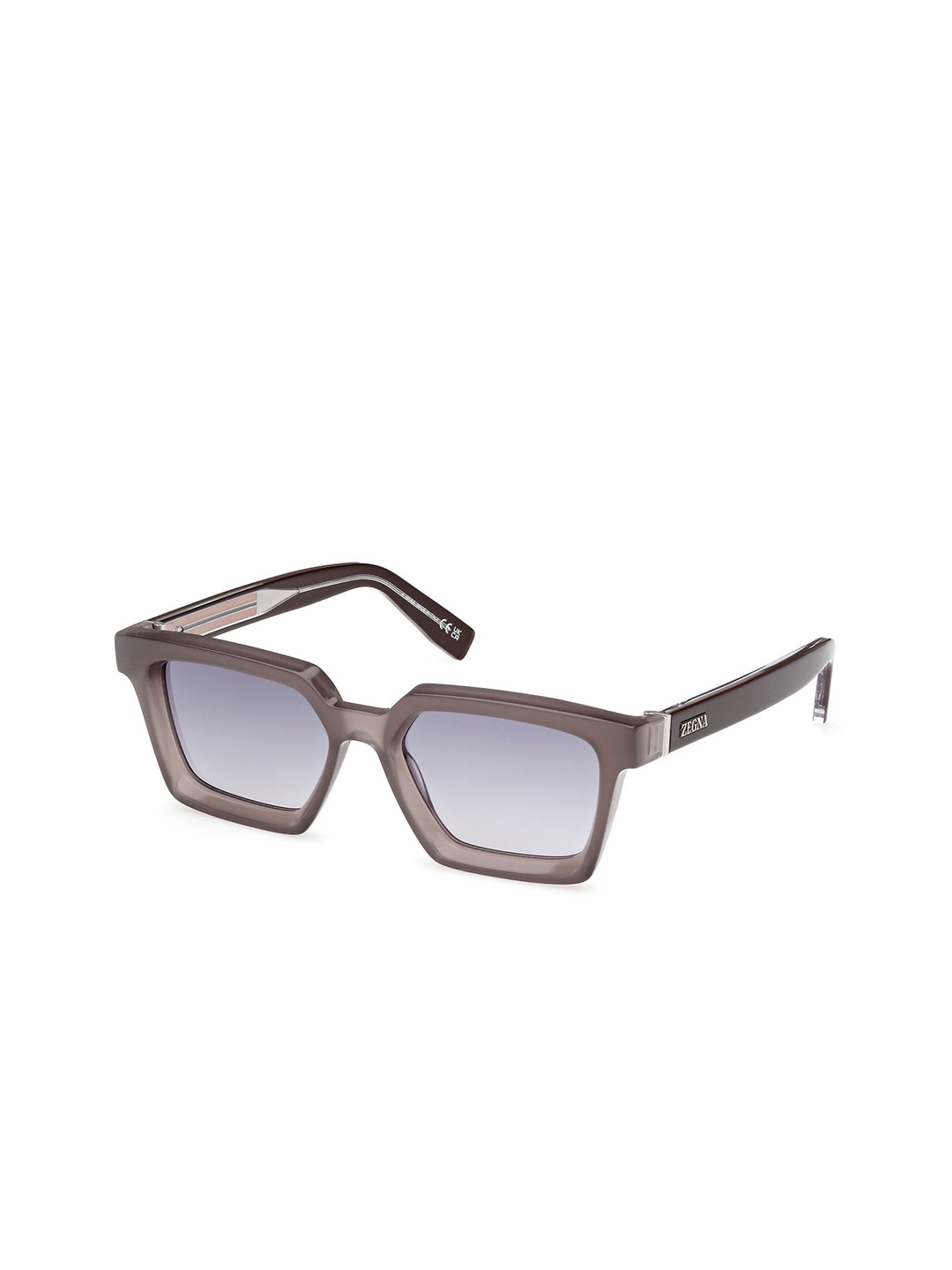 Ermenegildo Zegna Men Brown Square Sunglasses with UV Protected Lens EZ0214 54 20C