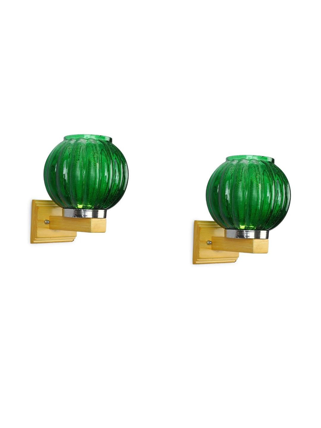 Somil Premium Designer Glass Wall / Night Lamp  Elegant & Stylish Dcor Accent for Modern Interiors, color-  Green Size- 22.5 X 32 X 26.5 CM