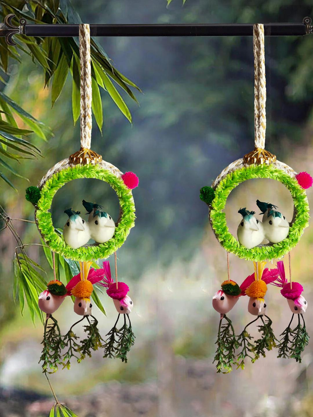 The Shine Store Bird Nest Chidiya with Grass Jute Matte Decorative Bird Cage-12.6In