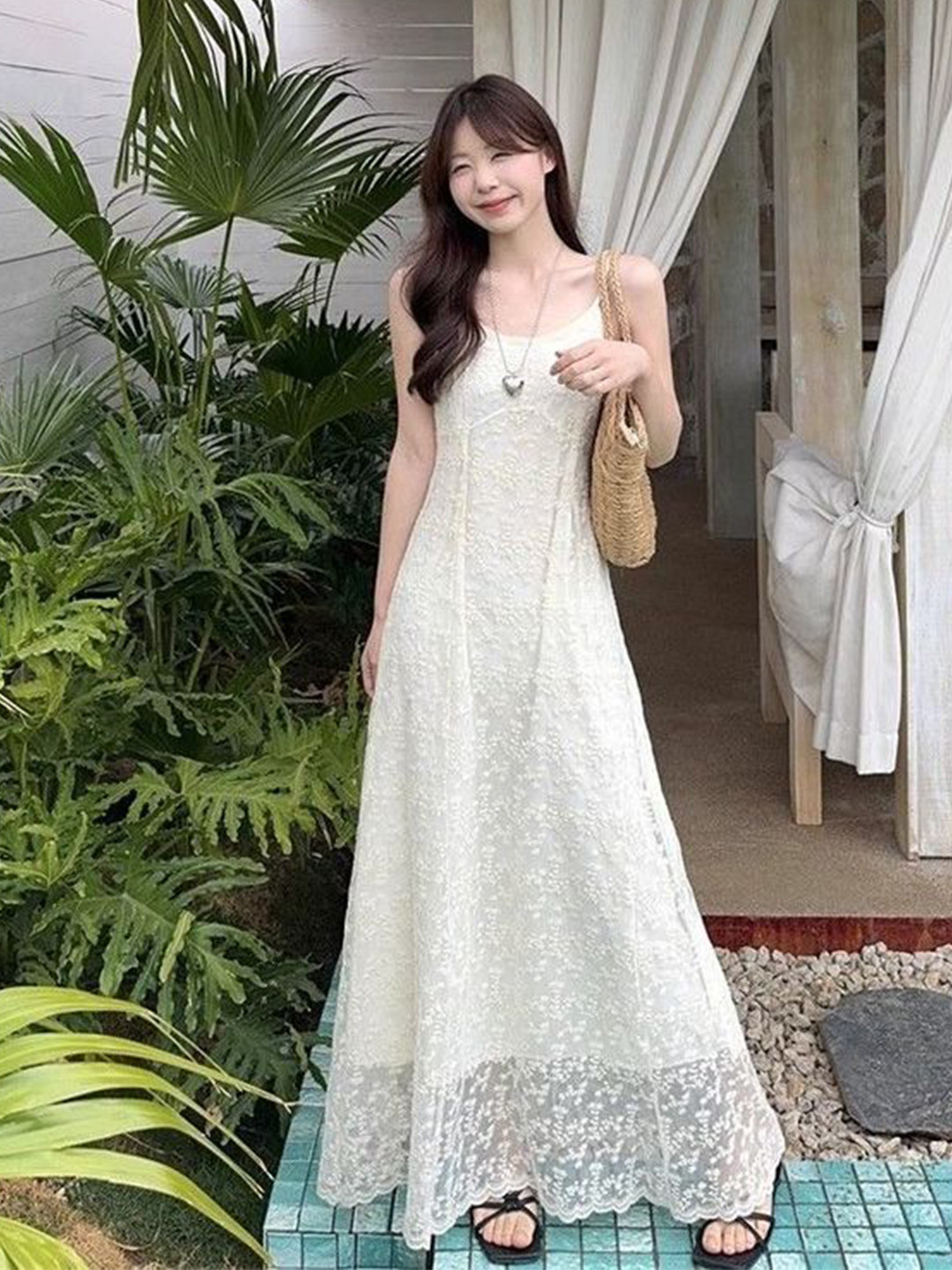 LULU & SKY Beige Floral Maxi Dress