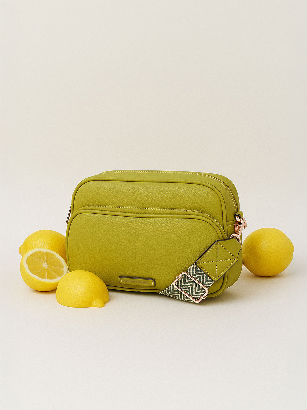 Accessorize London Women Dina Double Zip Camera Sling Bag