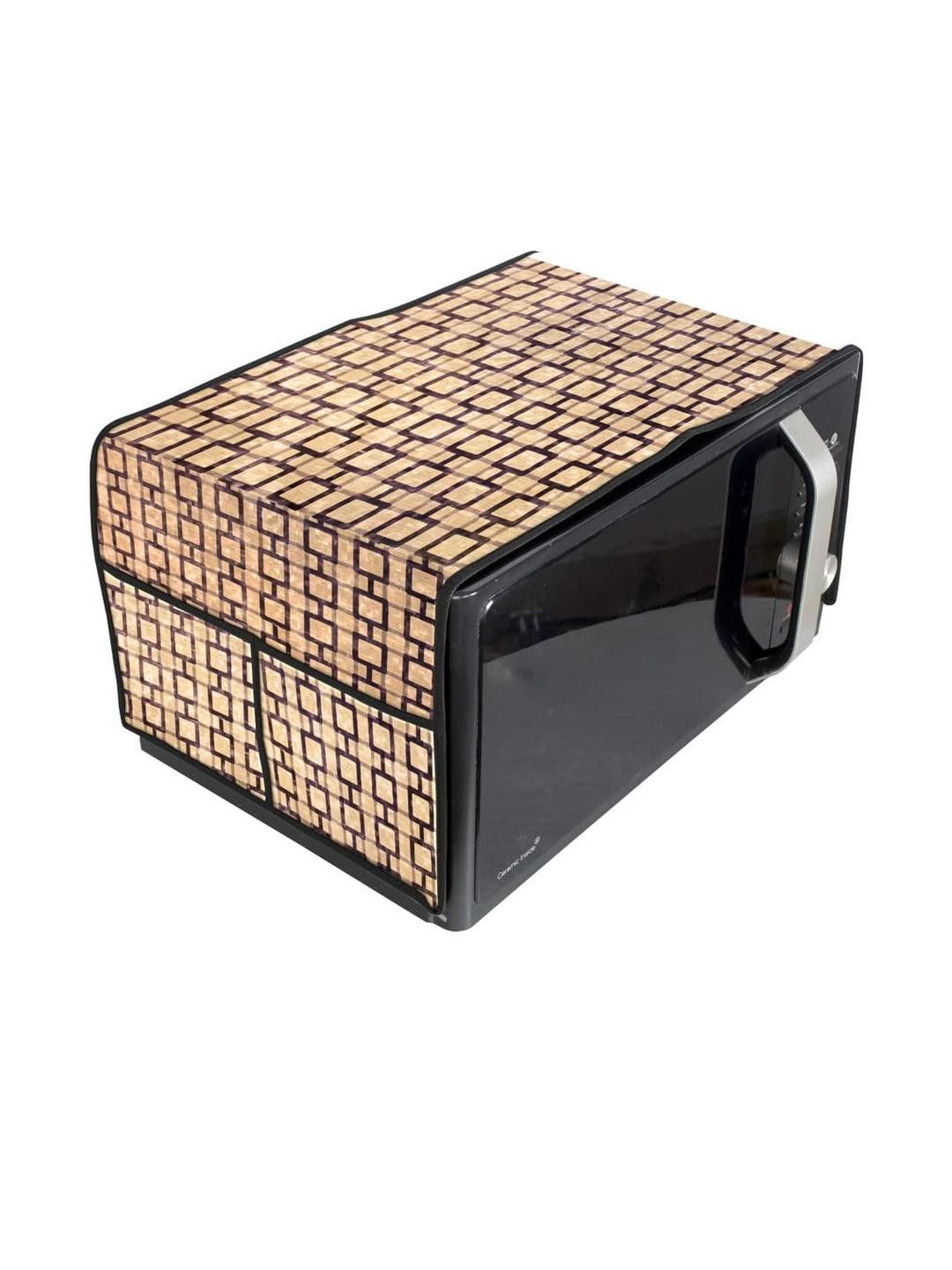 Waterproof & Dustproof PVC Microwave Oven Top Cover with 4 Utility Pockets Latt