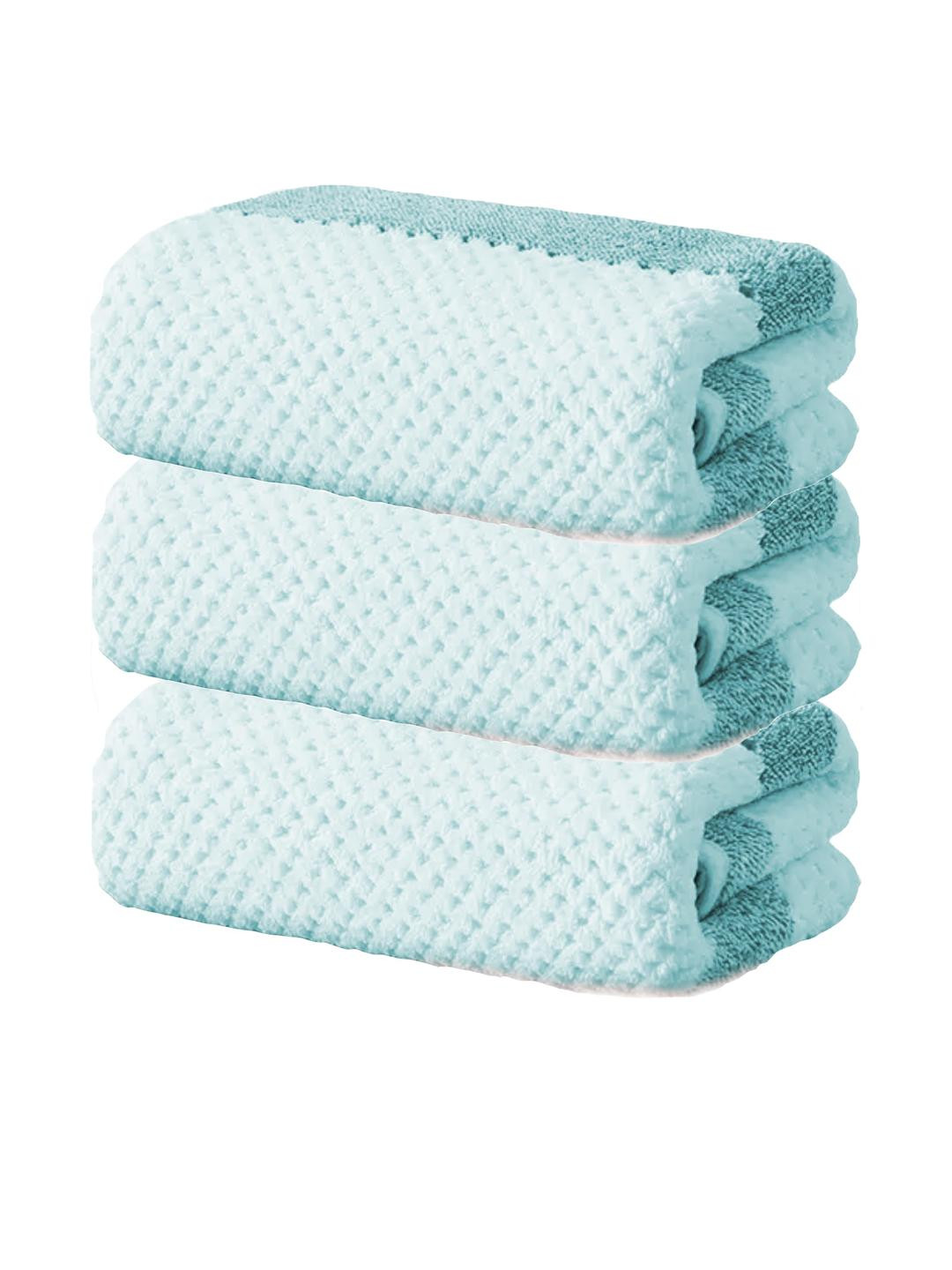 Black gold 3 Pieces Green & White Stripes 300GSM Hand Towel