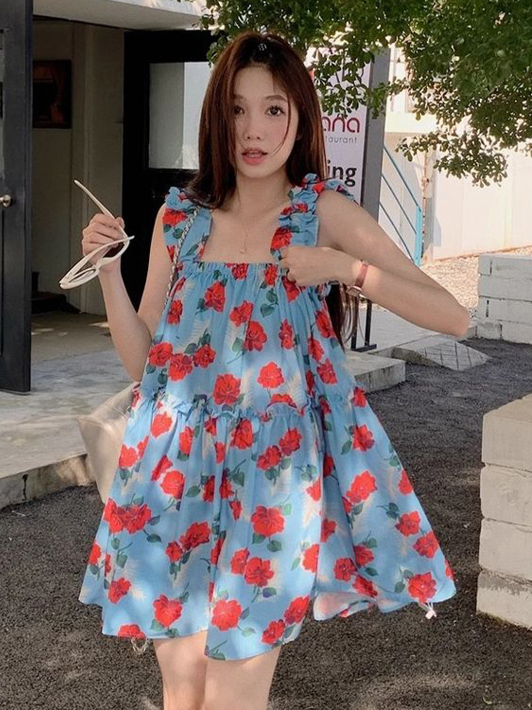 LULU & SKY Floral Sleeveless Ruffle A-Line Dress