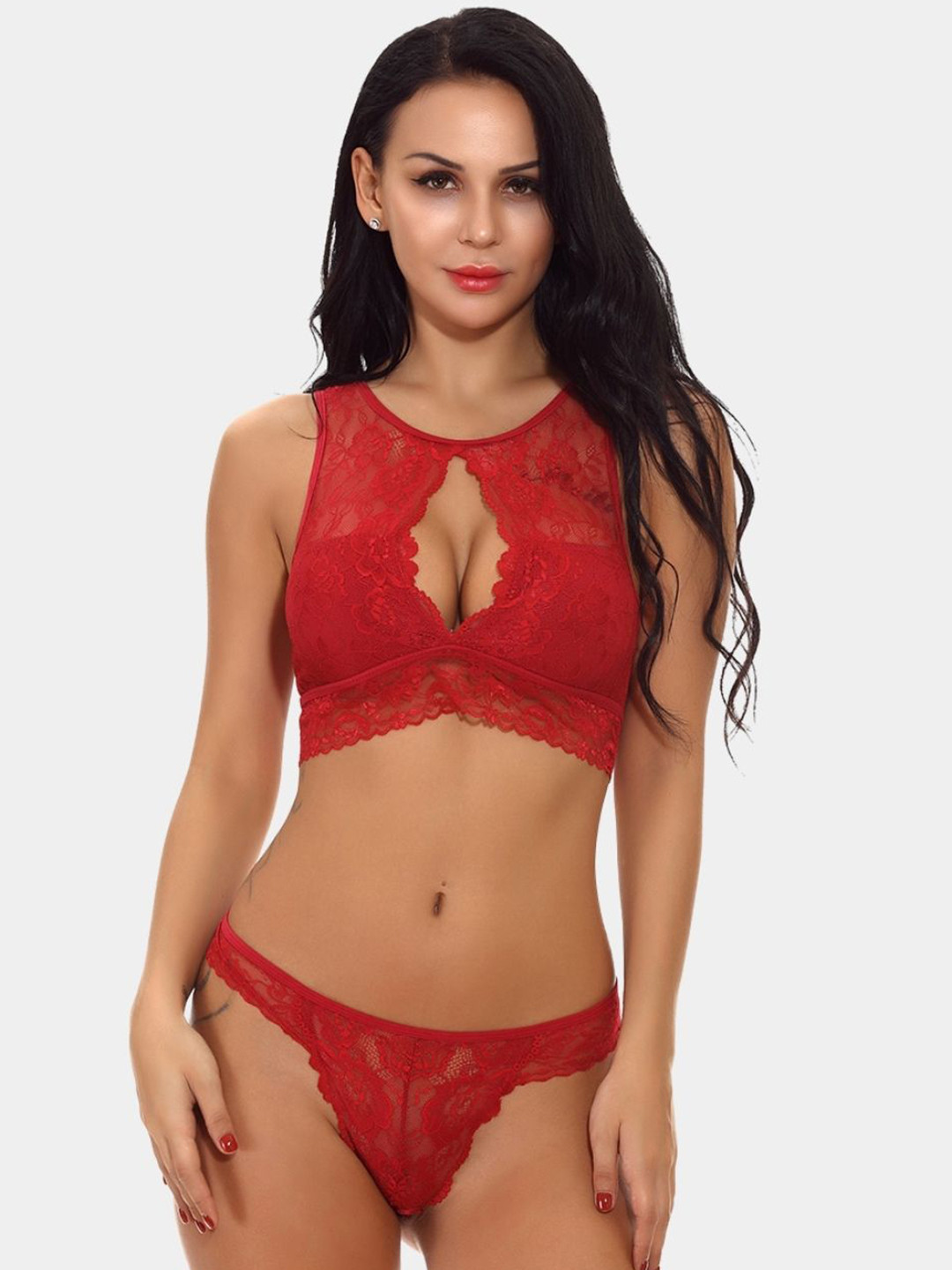 LoveAasan Self-Designed Non-Padded Lingerie Set  LS-06080-RD-S