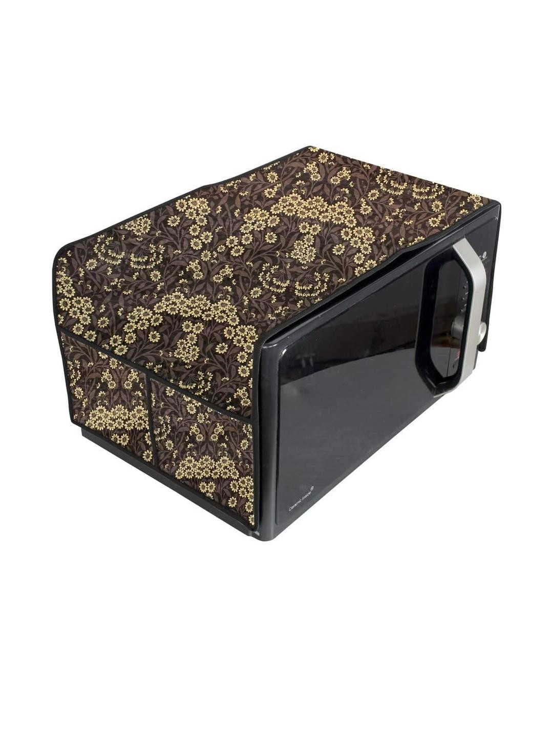 The Furnishing Tree Waterproof and Dustproof PVC Microwave Oven Top Cover with 4 Utility Pockets Fl