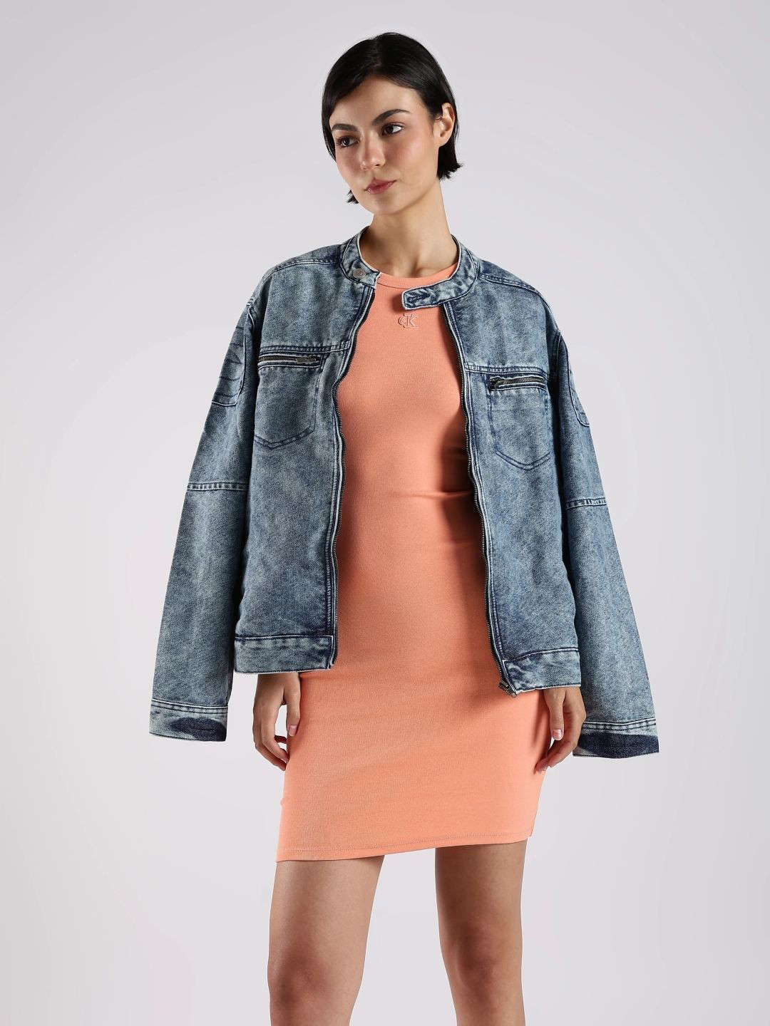 Calvin Klein Jeans Women Round Neck Embroidered Bodycon Dress
