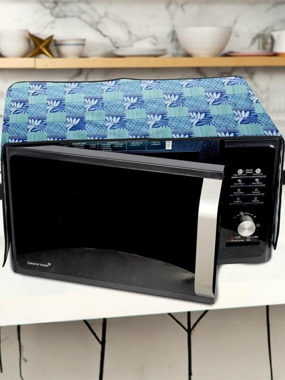 The Furnishing Tree Waterproof & Dustproof PVC Microwave Oven Top Cover with 4 Utility Pockets Surf