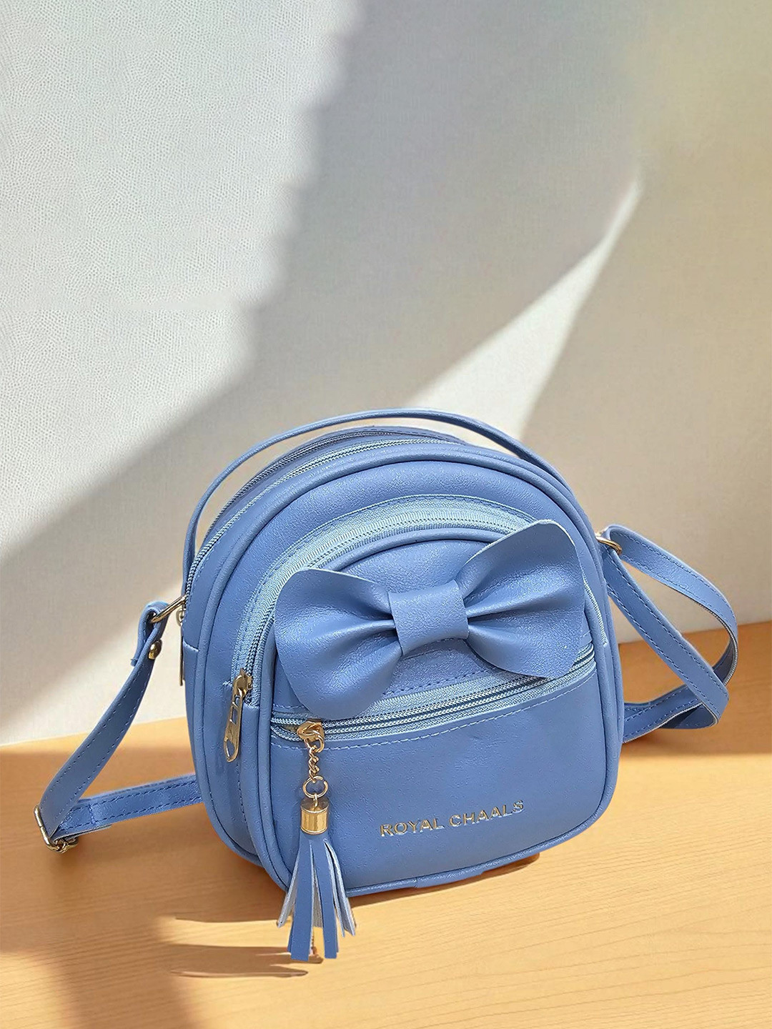 ROYAL CHAALS Women Textured Crossbody Bow Detail Sling Bag