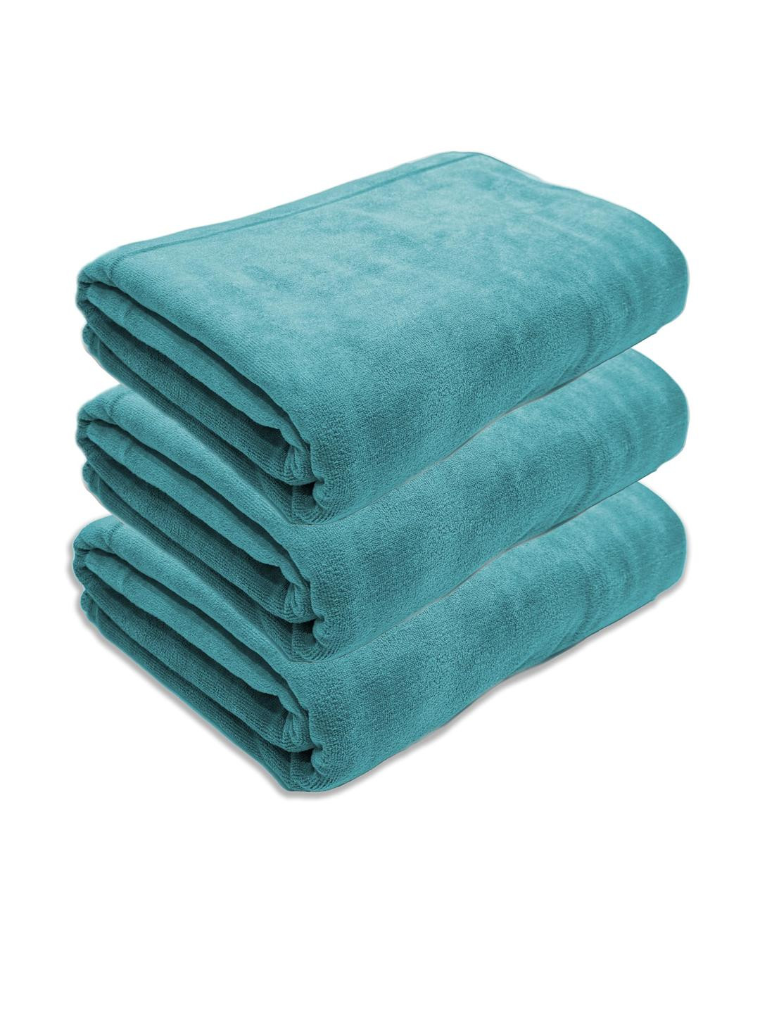Black Gold Peacock Green Pack of 3 Premium Microfiber Bath Towel