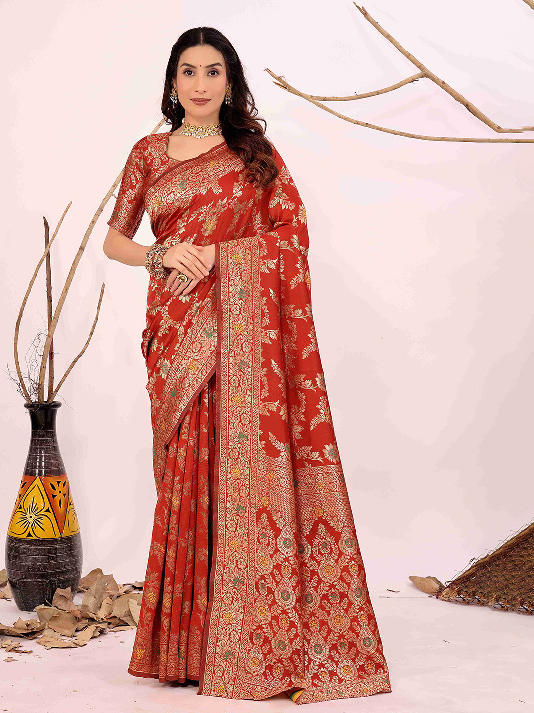 KALINI Foral Woven Design Zari Banarasi Saree