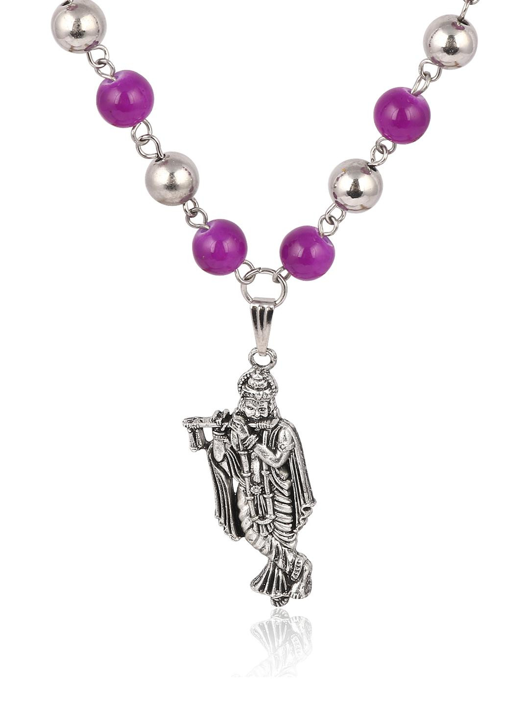 CZARDONIC Silver-Plated God Krishna Pendants with Chains