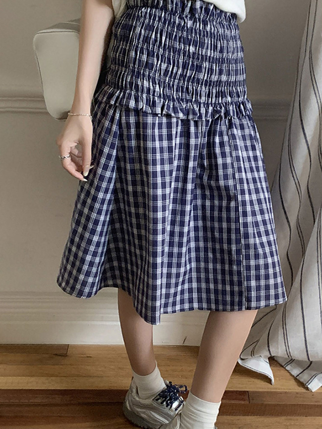 LULU & SKY Checkered Pure Cotton Convertible Skirt