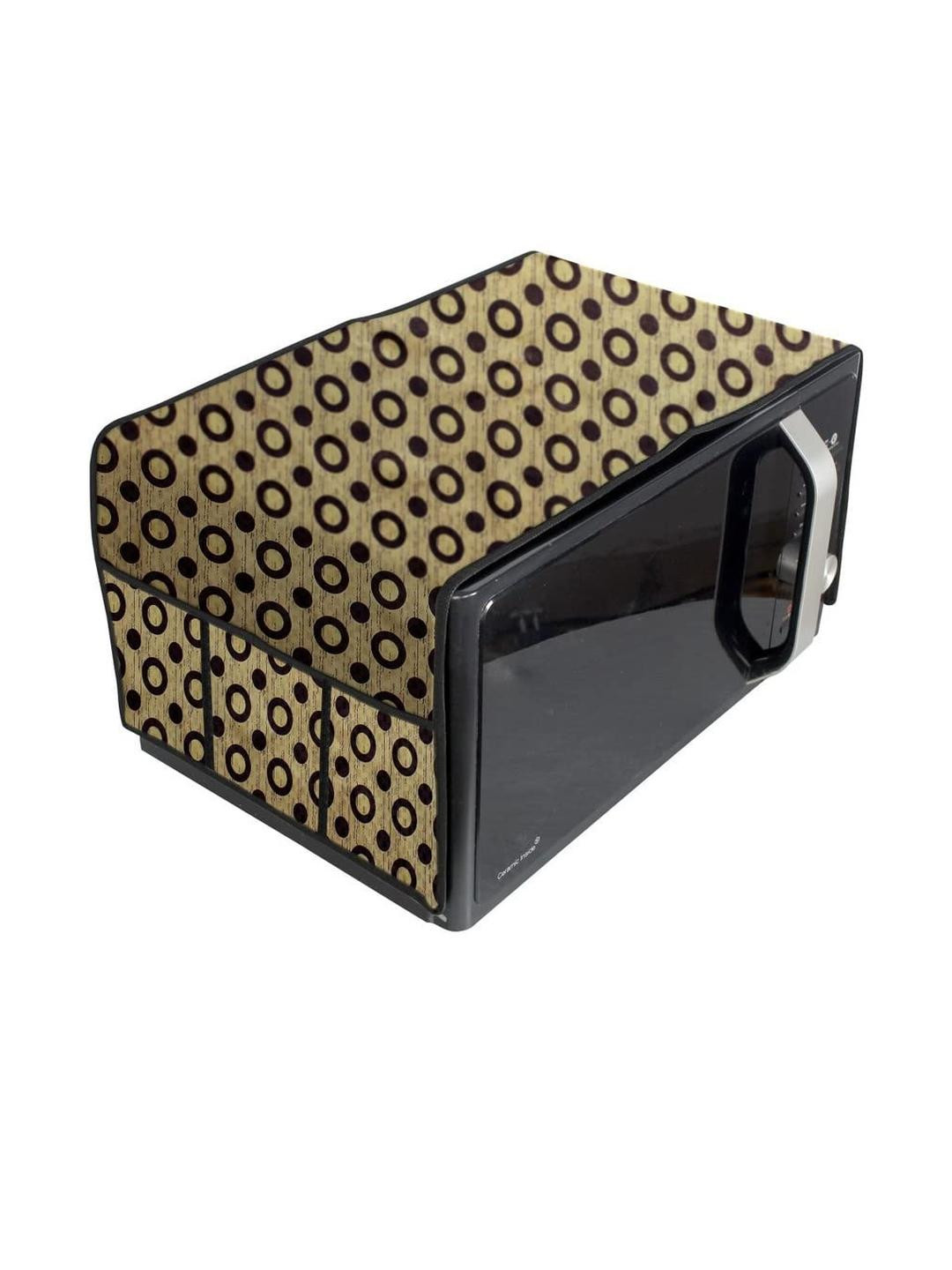 Waterproof & Dustproof PVC Microwave Oven Top Cover with 6 Utility Pockets Geom