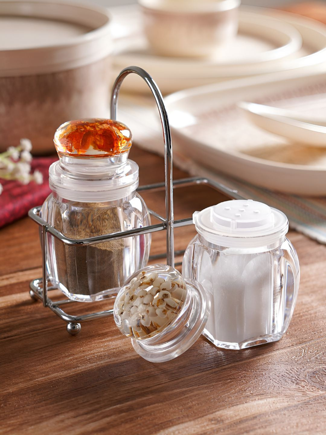 ceradeco Transparent & Brown Melamine Salt and Pepper Shakers