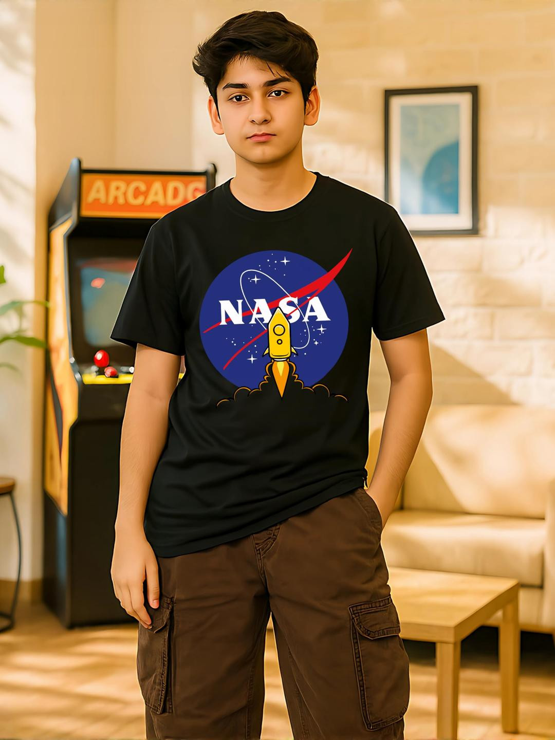 TeeSlix Boys Cotton NASA Print T-shirt