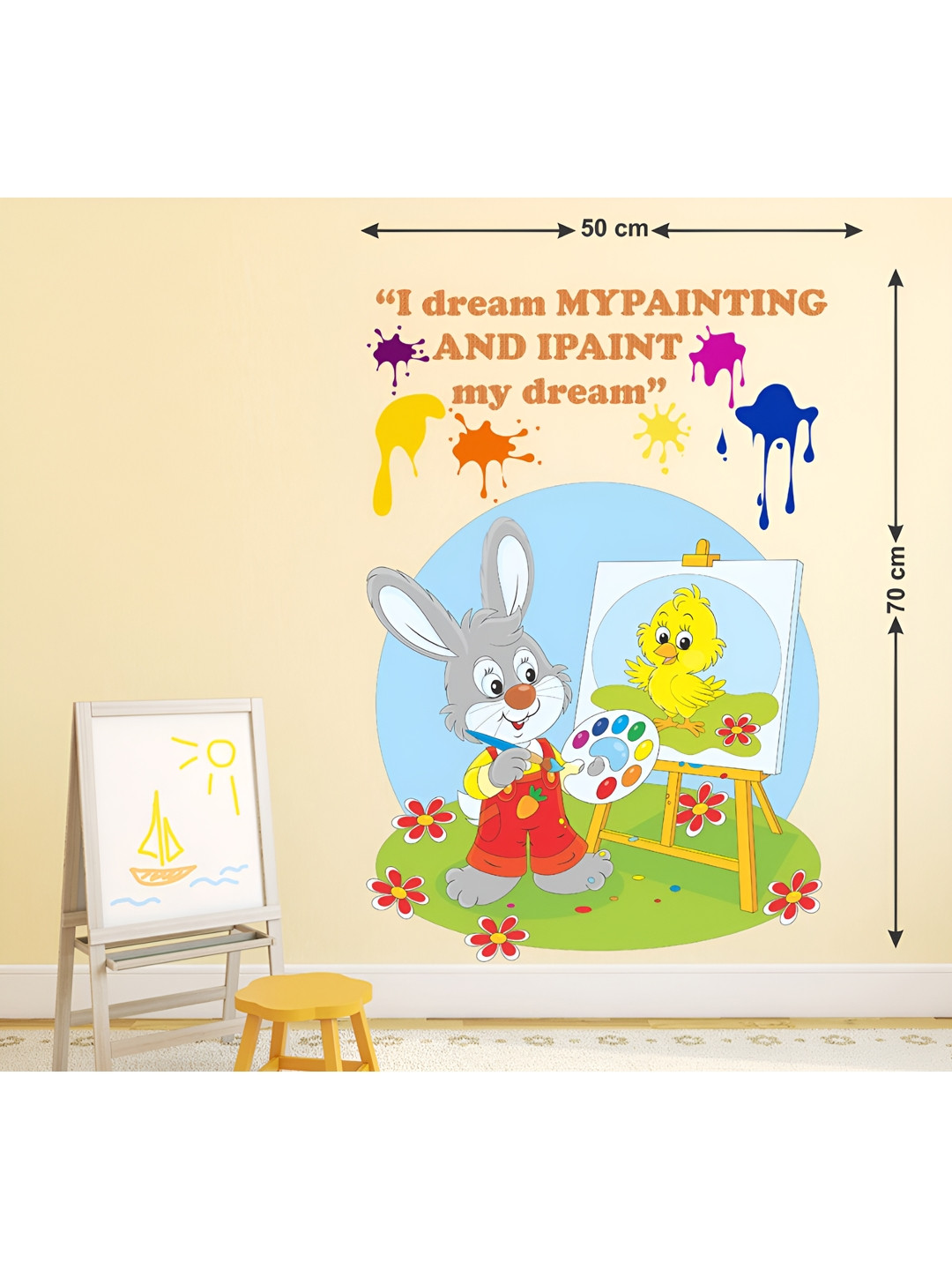 LANSTICK Red & Blue Dream Painting Wall Sticker