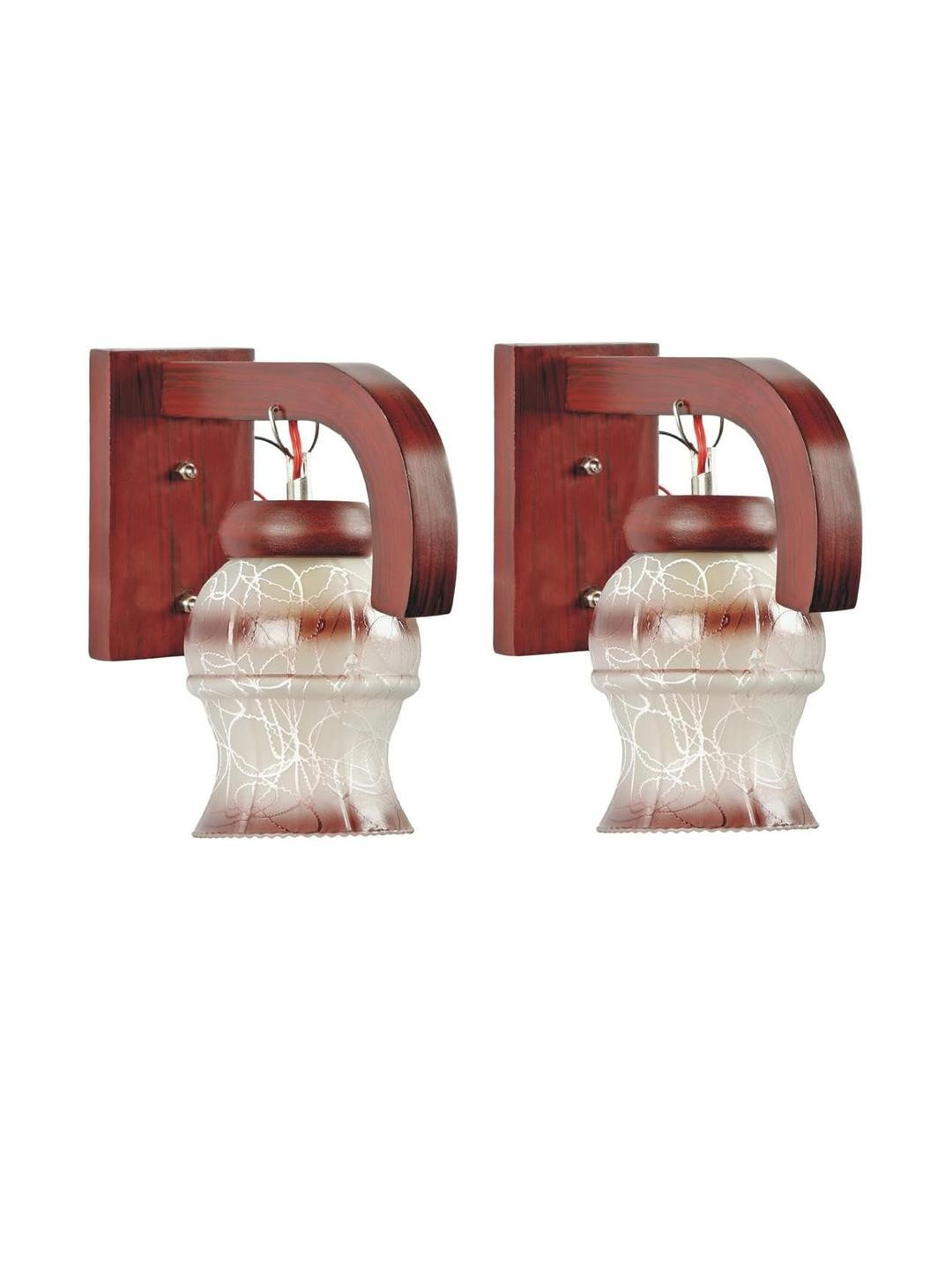 Somil Premium Designer Glass Wall / Night Lamp  Elegant & Stylish Dcor Accent for Modern Interiors, color- Brown, White, Size:- 16.5 X 29 X 27.5 CM