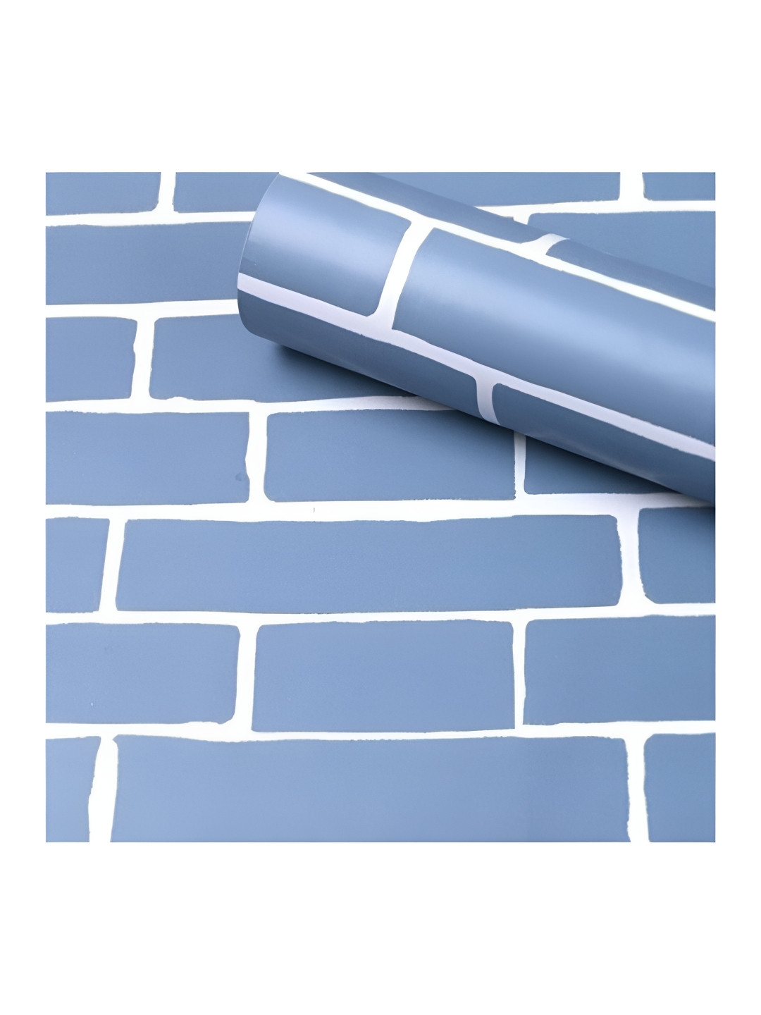 Aura Blue & White Brick Design Printed Self Adhesive Wall Sticker