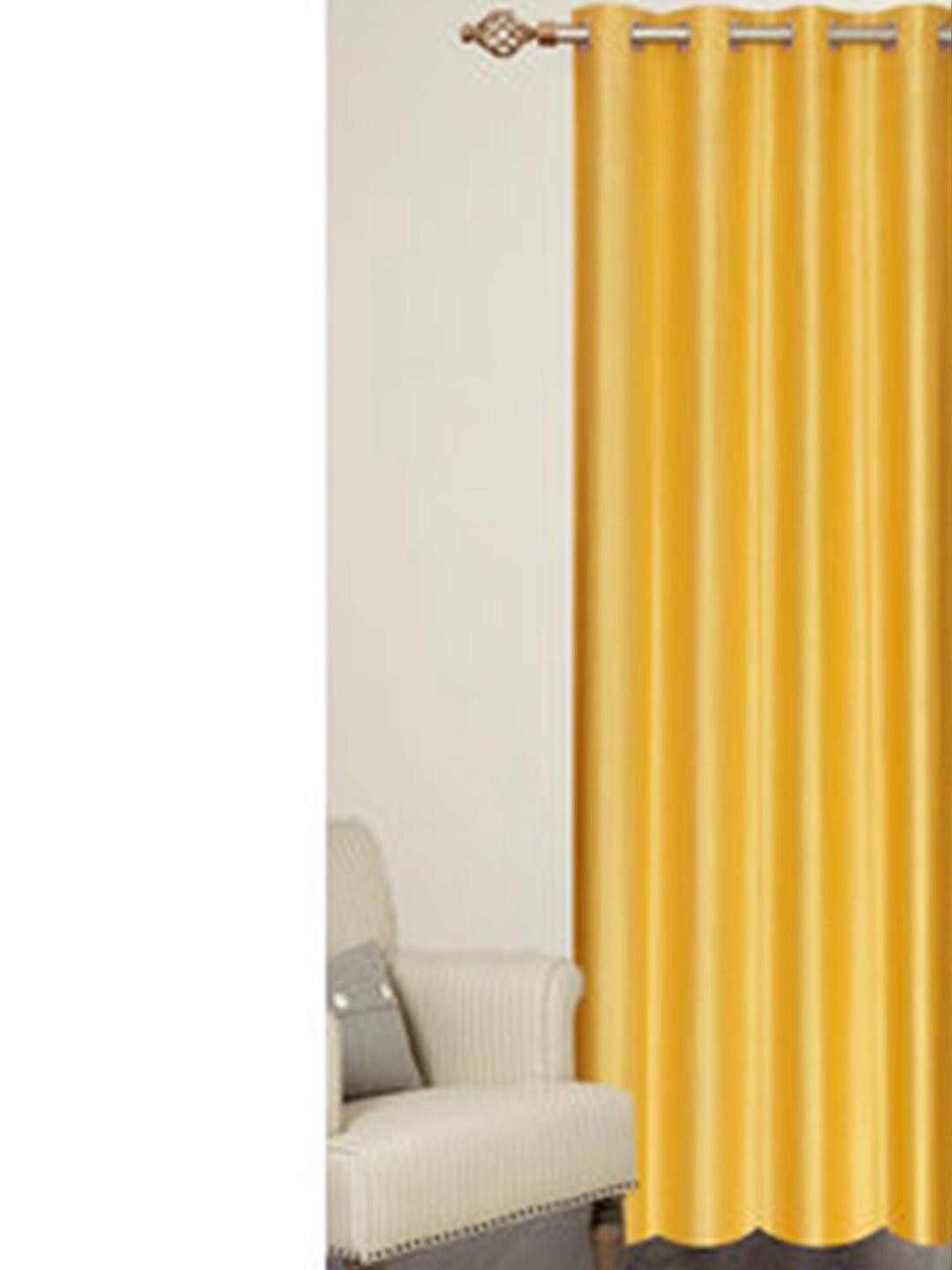 151 cm (5 ft) Polyester Semi Transparent Window Curtain Single Curtain (Solid, Yellow)