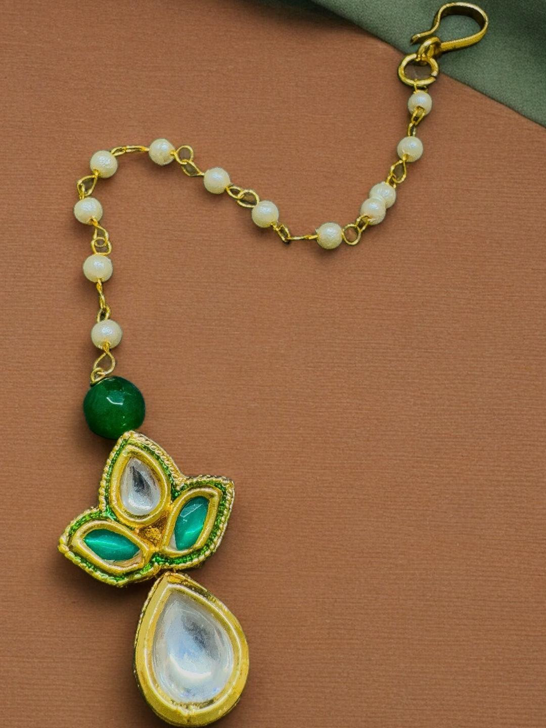 KYOOT JEWELS Gold-Plated American Diamond Maang Tikka