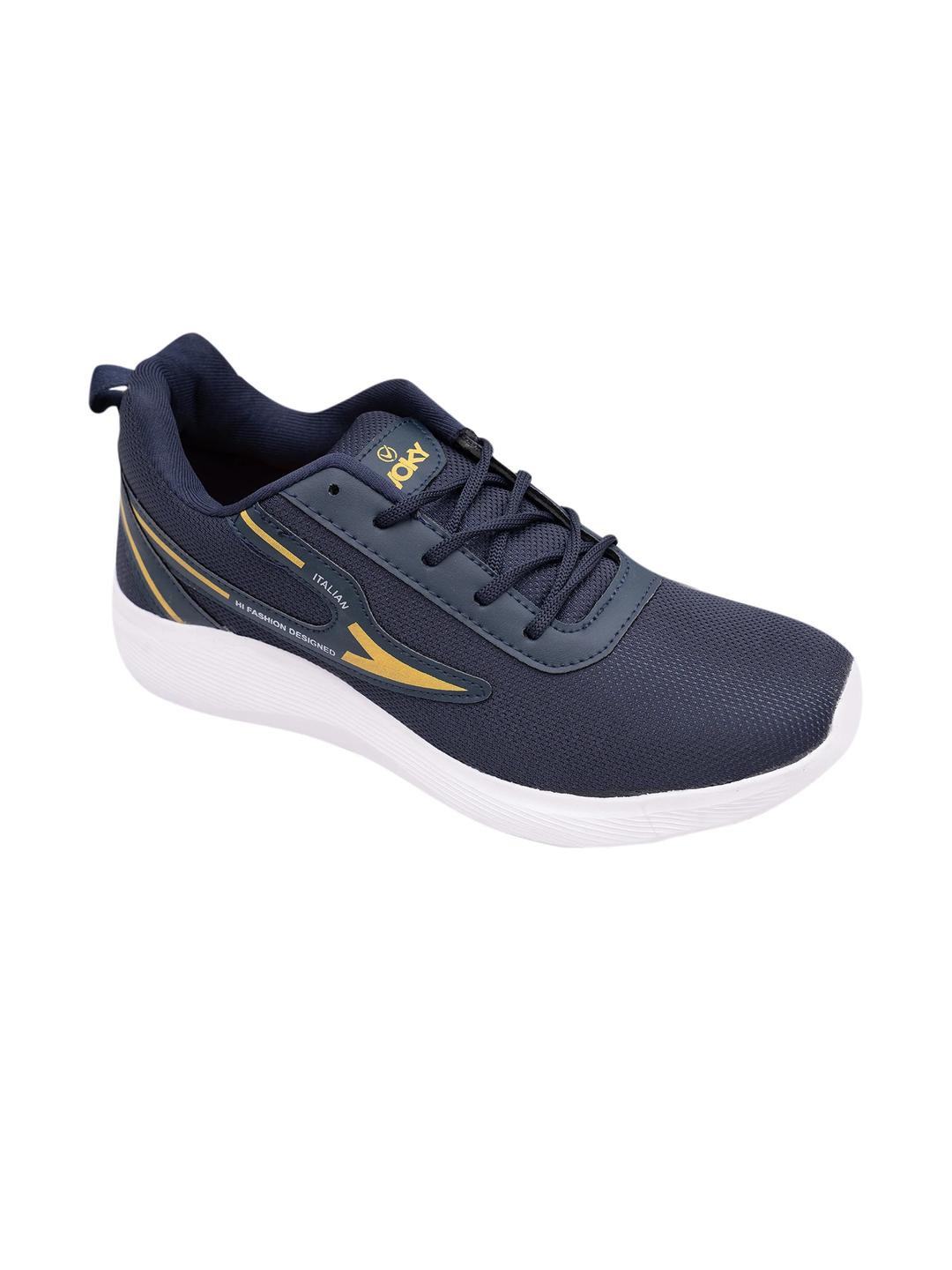 FEET FIRST Men Navy Blue Gold-Toned Running Sneakers