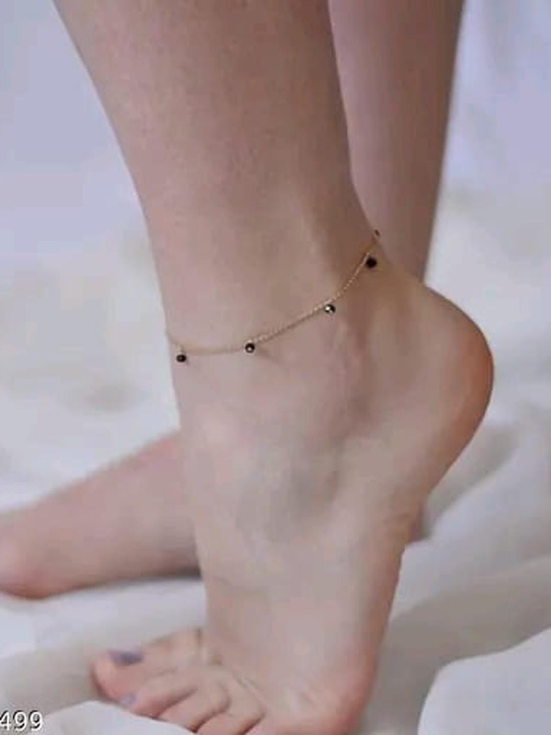 VESTURE KNOT Gold-Plated Artificial Stones and Beads Anklet