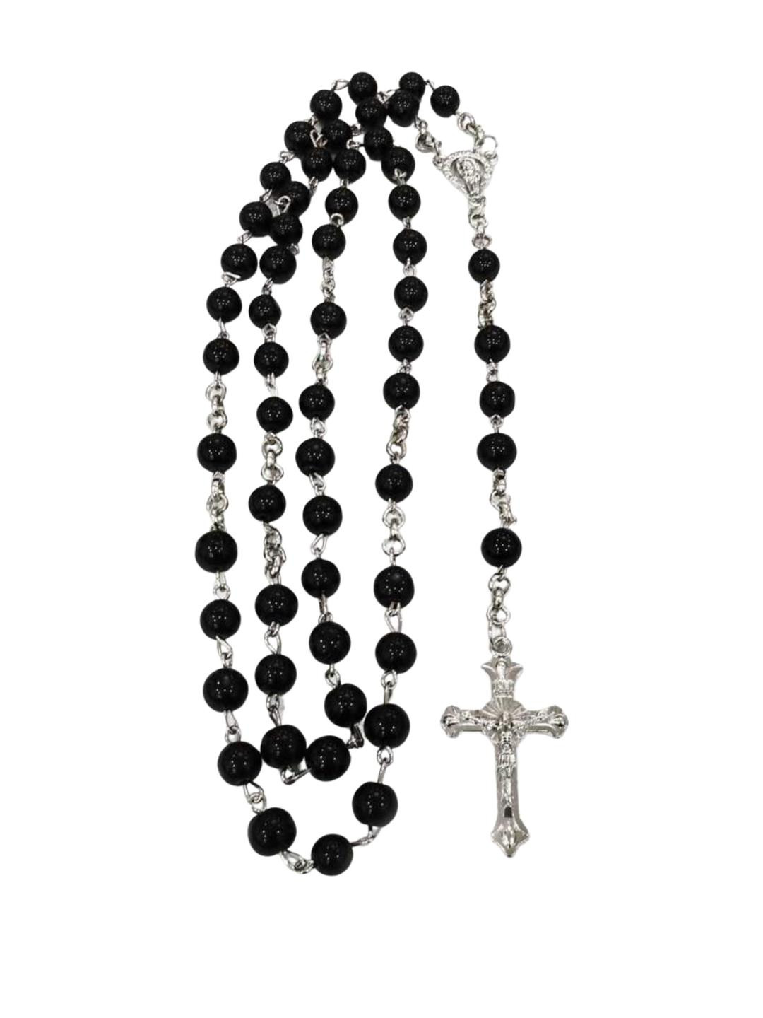 CZARDONIC Unisex Black & Silver-Plated Cross Pendants with Chains