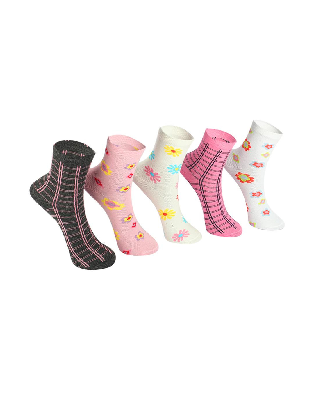 PRIMESOX MOVE ON Kids Girls Multi Colored Pack Of 5 Printed Cotton Socks