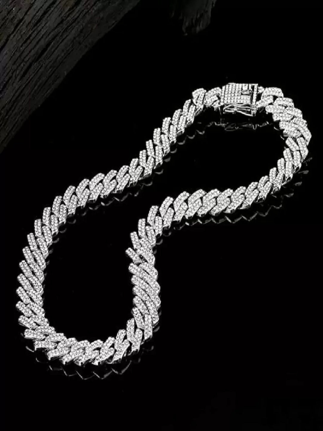 Nevy Men Cubic Zirconia Studded Silver-Plated Chain